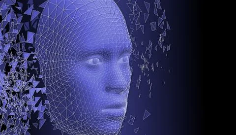 Wireframe human face, the concept of artificial intelligence. Stock Illustration