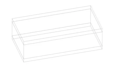 Wireframe illustration of a large square block viewed in perspective Stock Illustration