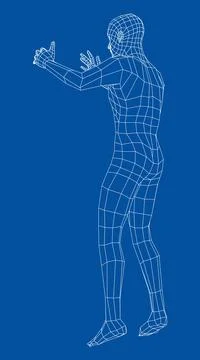 Wireframe jumping man. Vector Stock Illustration