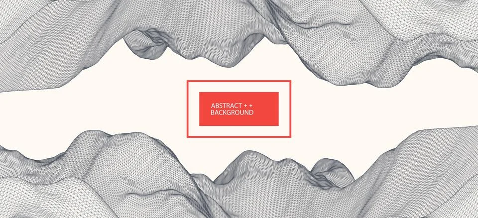 Wireframe landscape background. Futuristic vector illustration. Stock Illustration