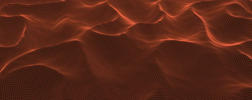 Wireframe landscape background. Futuristic vector illustration. Illustrazione stock