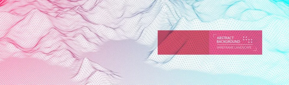 Wireframe landscape background. Futuristic vector illustration. Stock Illustration