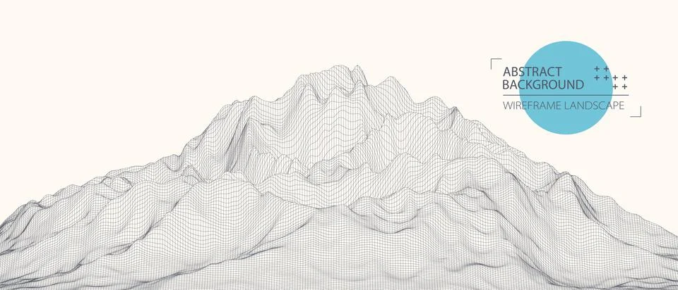Wireframe landscape background. Futuristic vector illustration. Stock Illustration