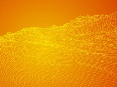Wireframe landscape background. Stock Illustration