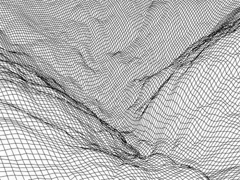 Wireframe landscape background. Illustrazione stock