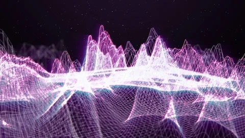 Wireframe Landscape Magic Technology 4K In Galaxy Nebula Cyber Scifi Motion. Stock Footage 118695069