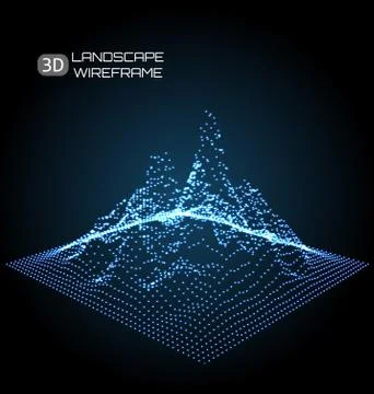 Wireframe Landscape Pattern. Big Data. Geometric Perspective Texture Stock Illustration