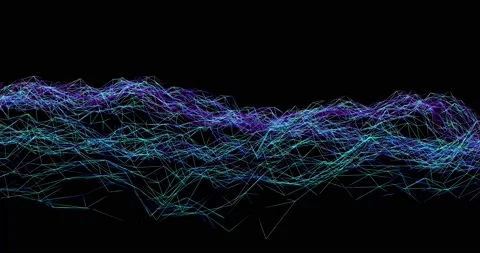 Wireframe landscape in purple lines and blue light. Cyberspace concept and data  Stock Footage 152214622