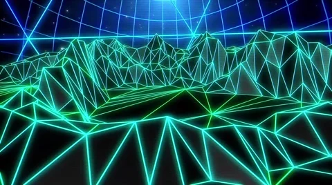 Wireframe Landscape rotating Video stock 64753654