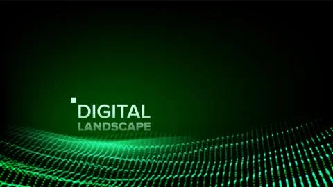 Wireframe Landscape Vector. Data Technology. Wave Mountain. Tech Surface. Relief イラスト素材