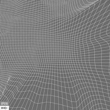 Wireframe landscape on white background. Abstract geometric vector technology Stock Illustration