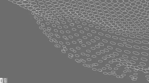 Wireframe landscape on white background. Abstract geometric vector technology Illustrazione stock