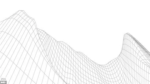 Wireframe landscape on white background. Abstract geometric vector technology Illustrazione stock