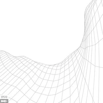 Wireframe landscape on white background. Abstract geometric vector technology Stock Illustration