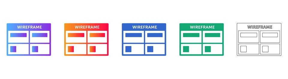 Wireframe Layout UI Vector Icon Set icon set Illustrazione stock