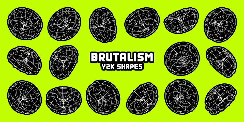 Wireframe lined shapes. Perspective mesh, 3d grid. Modern trendy low poly Stock Illustration