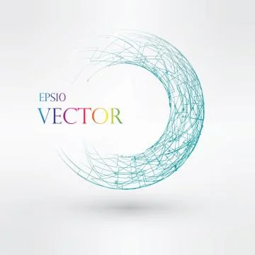 Wireframe logo polygonal element. Torus with connected lines and dots. Vector Illustrazione stock
