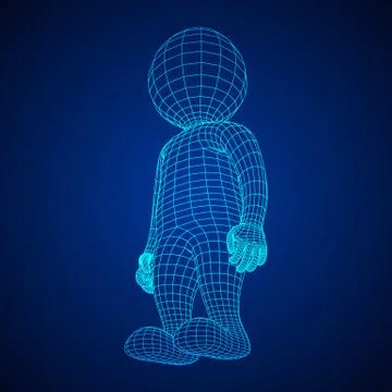 Wireframe low poly mesh human cartoon body Stock Illustration