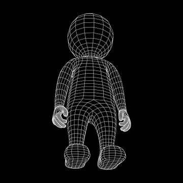 Wireframe low poly mesh human cartoon body Stock Illustration