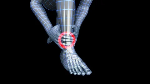 Wireframe Man With Ankle Pain 스톡 동영상 114454936