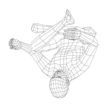 Wireframe man relaxing in lotus position. 3d illustration Illustrazione stock