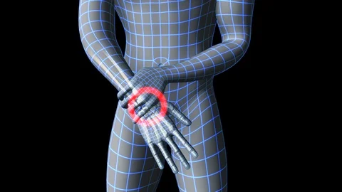 Wireframe Man With Wrist Pain Stock Footage 114455270