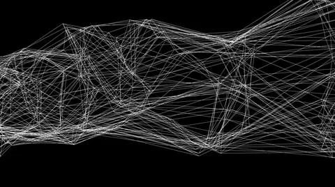 Wireframe of many thin white lines, computer generated. 3d rendering of abstract Illustrazione stock