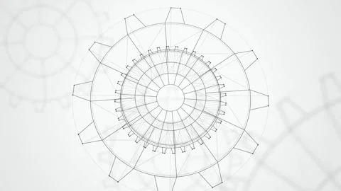 Wireframe mechanical gear blueprint seamless loop motion background Stock Footage 345657874