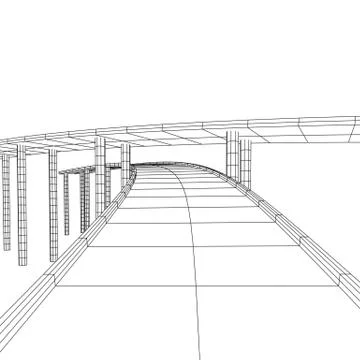 Wireframe Mesh Bridge Highway Crossing イラスト素材