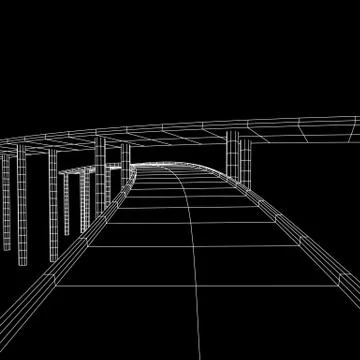 Wireframe Mesh Bridge Highway Crossing Stock Illustration