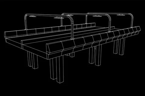 Wireframe Mesh Bridge Highway. Vector Illustration. イラスト素材