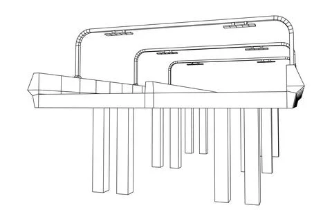Wireframe Mesh Bridge Highway. Vector Illustration. Stock Illustration