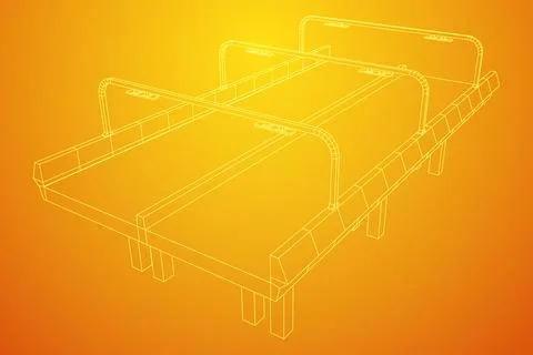 Wireframe Mesh Bridge Highway. Vector Illustration. Stock Illustration