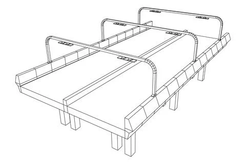 Wireframe Mesh Bridge Highway. Vector Illustration. Stock Illustration