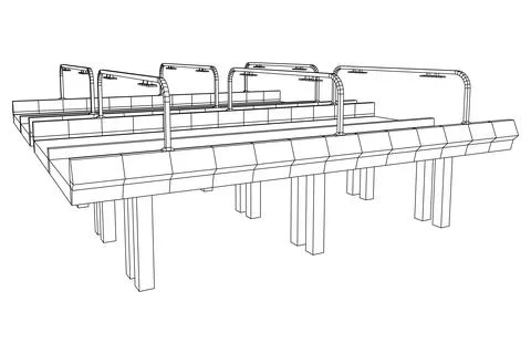 Wireframe Mesh Bridge Highway. Vector Illustration. Stock Illustration