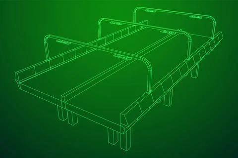 Wireframe Mesh Bridge Highway. Vector Illustration. Ilustração Stock