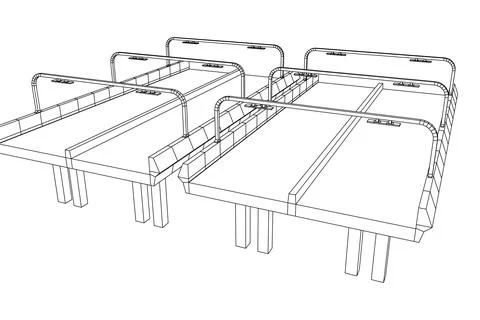 Wireframe Mesh Bridge Highway. Vector Illustration. Ilustração Stock