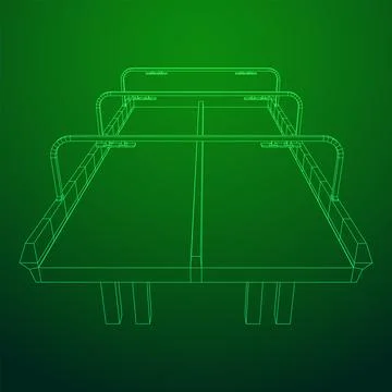 Wireframe Mesh Bridge Highway. Vector Illustration. Ilustração Stock