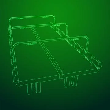 Wireframe Mesh Bridge Highway. Vector Illustration. Ilustração Stock