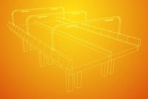 Wireframe Mesh Bridge Highway. Vector Illustration. Ilustração Stock