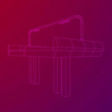 Wireframe Mesh Bridge Highway. Vector Illustration. Stock Illustration