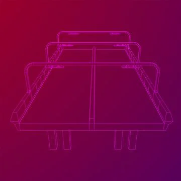 Wireframe Mesh Bridge Highway. Vector Illustration. Stock Illustration