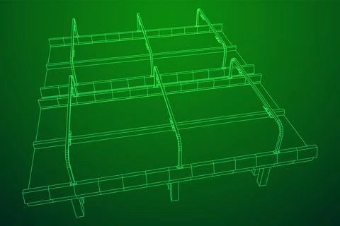 Wireframe Mesh Bridge Highway. Vector Illustration. Stock Illustration