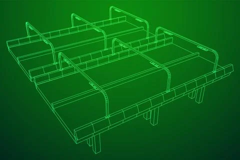 Wireframe Mesh Bridge Highway. Vector Illustration. Stock Illustration