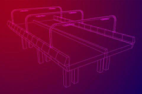Wireframe Mesh Bridge Highway. Vector Illustration. Stock Illustration