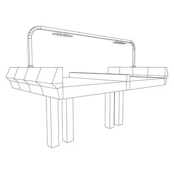Wireframe Mesh Bridge Highway. Vector Illustration. Stock Illustration