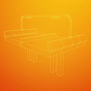 Wireframe Mesh Bridge Highway. Vector Illustration. Stock Illustration