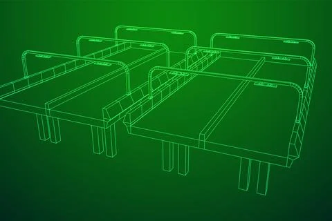 Wireframe Mesh Bridge Highway. Vector Illustration. Stock Illustration