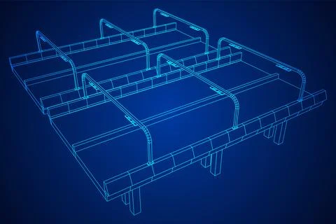 Wireframe Mesh Bridge Highway. Vector Illustration. Stock Illustration