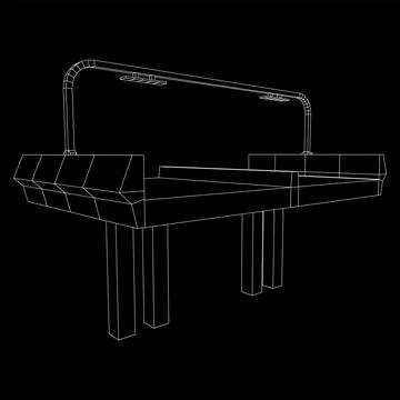 Wireframe Mesh Bridge Highway. Vector Illustration. Stock Illustration